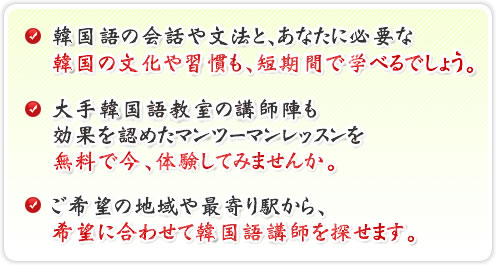 韓国語の会話や文法と文化、習慣も短期間で学べるでしょう。