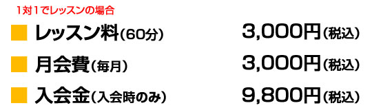 レッスン料（60分）3,000円