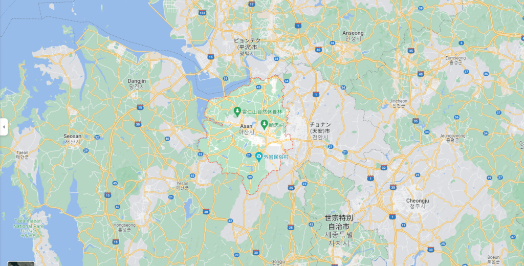 日本の都市の位置を示す地図。