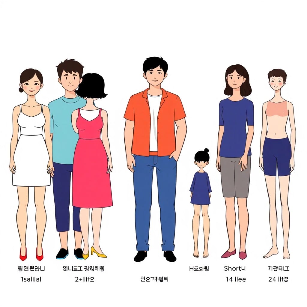様々な体型・身長の人物イラストと韓国語表現
