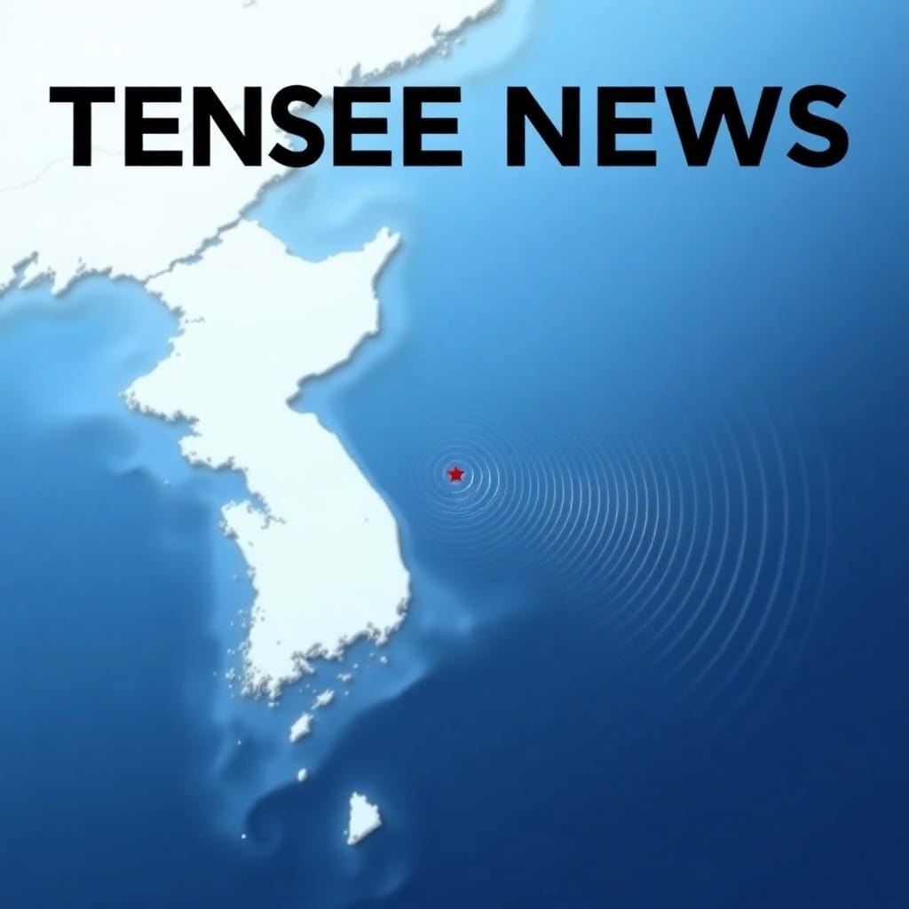 地震の震源地を示すニュース速報風の地図