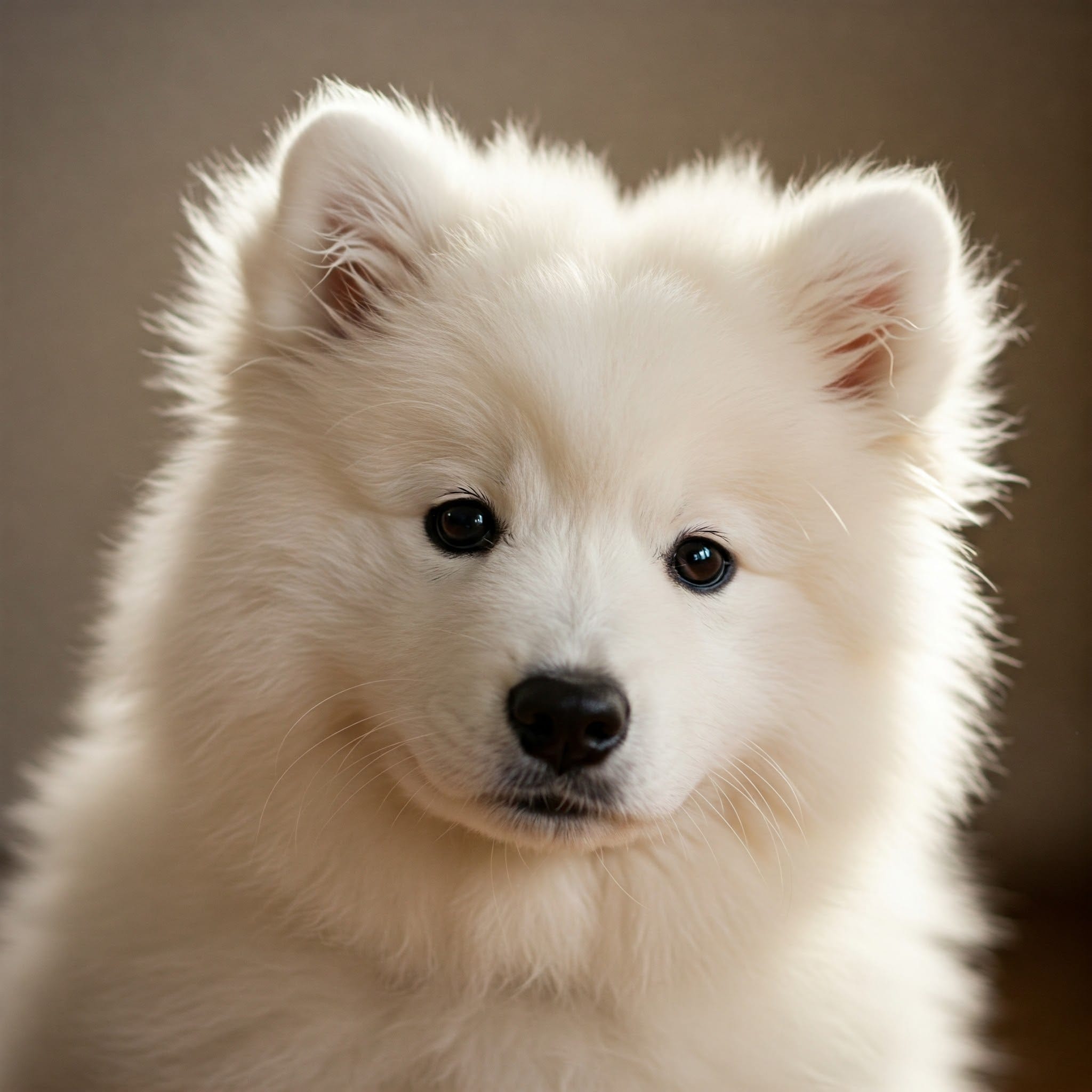 首をかしげる可愛い子犬のクローズアップ