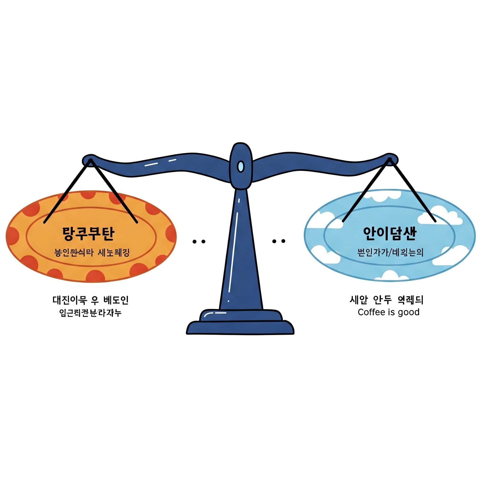 좋아하다と좋다の違いを示す天秤のイラスト