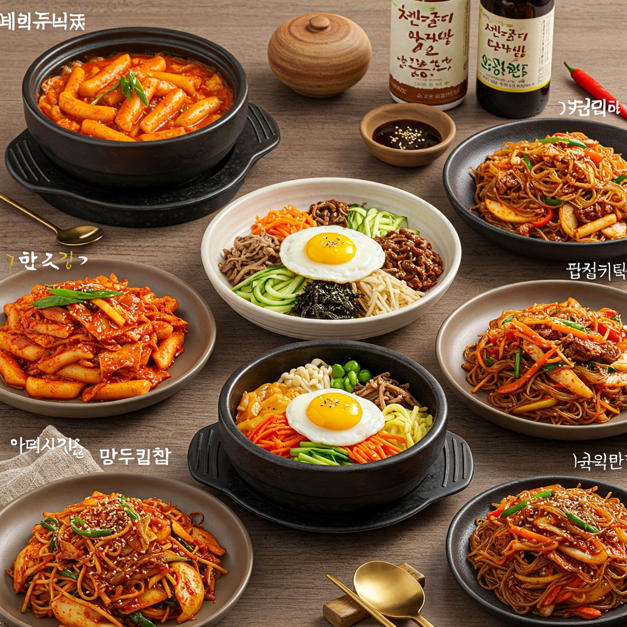 辛そうなトッポッキや美味しそうなビビンバなど、形容詞で表現される韓国料理
