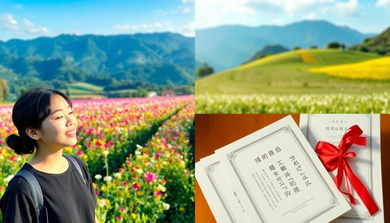 美しい景色に「참 아름답다!」と感嘆する様子や「참된 우정(真の友情)」を示すイメージ