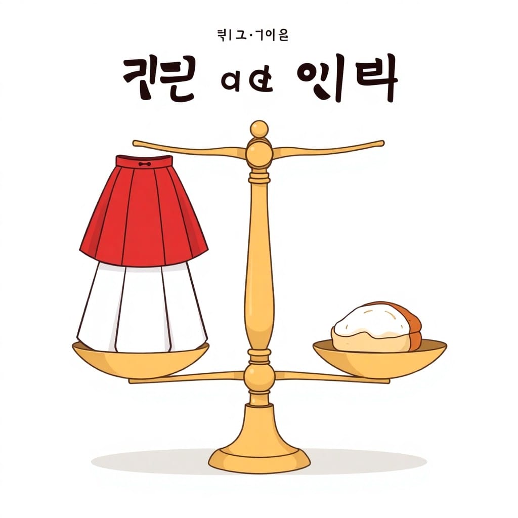 ことわざ「같은 값이면 다홍치마」を表すイラスト