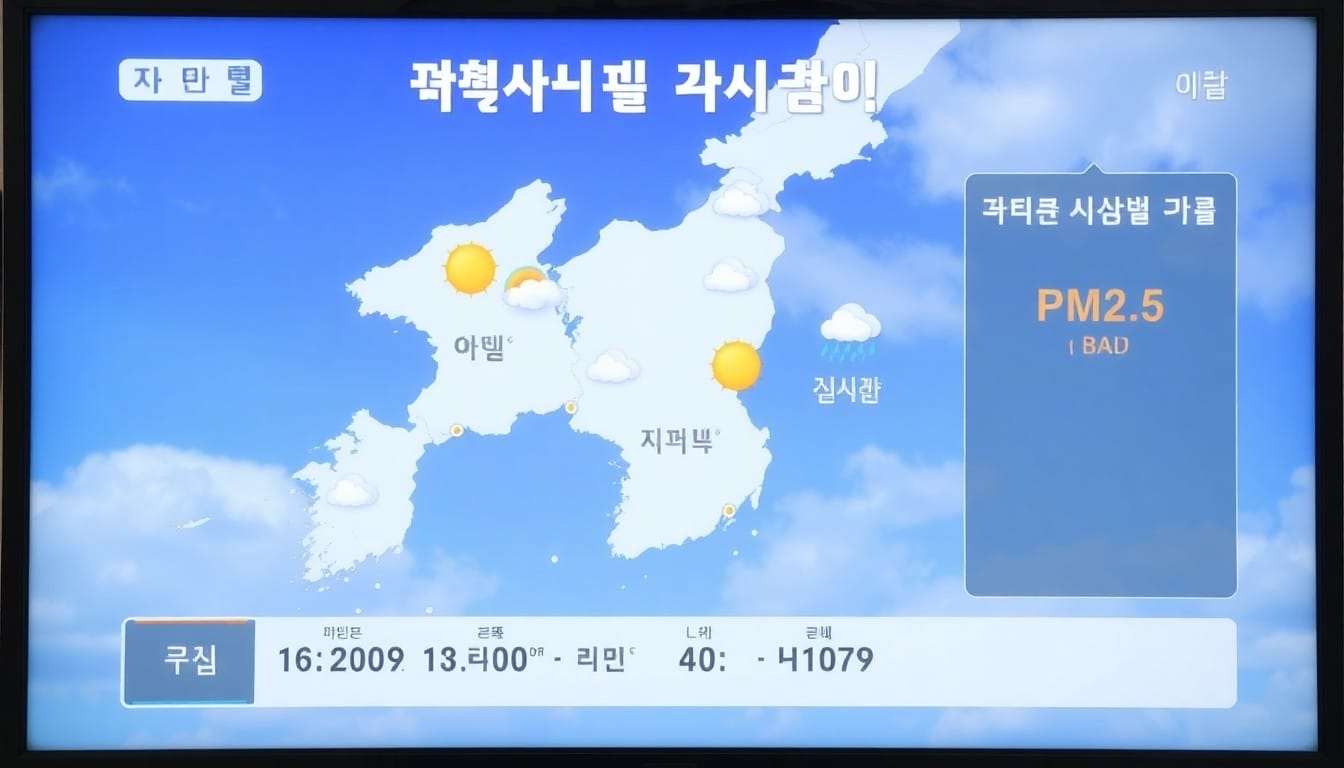 スマホの天気予報アプリ画面（韓国語表示）