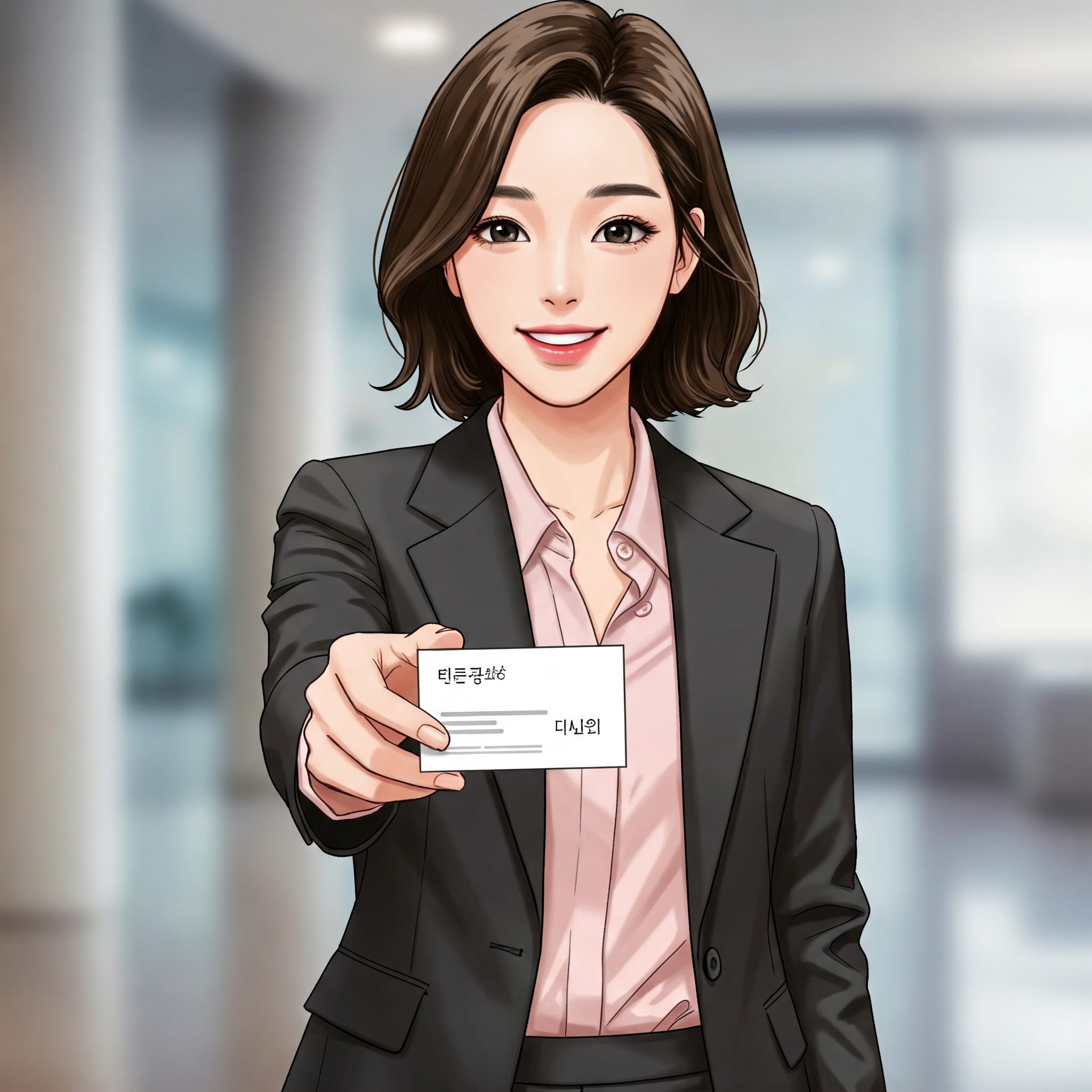 名刺を差し出しながら自己紹介する人物のイラスト
