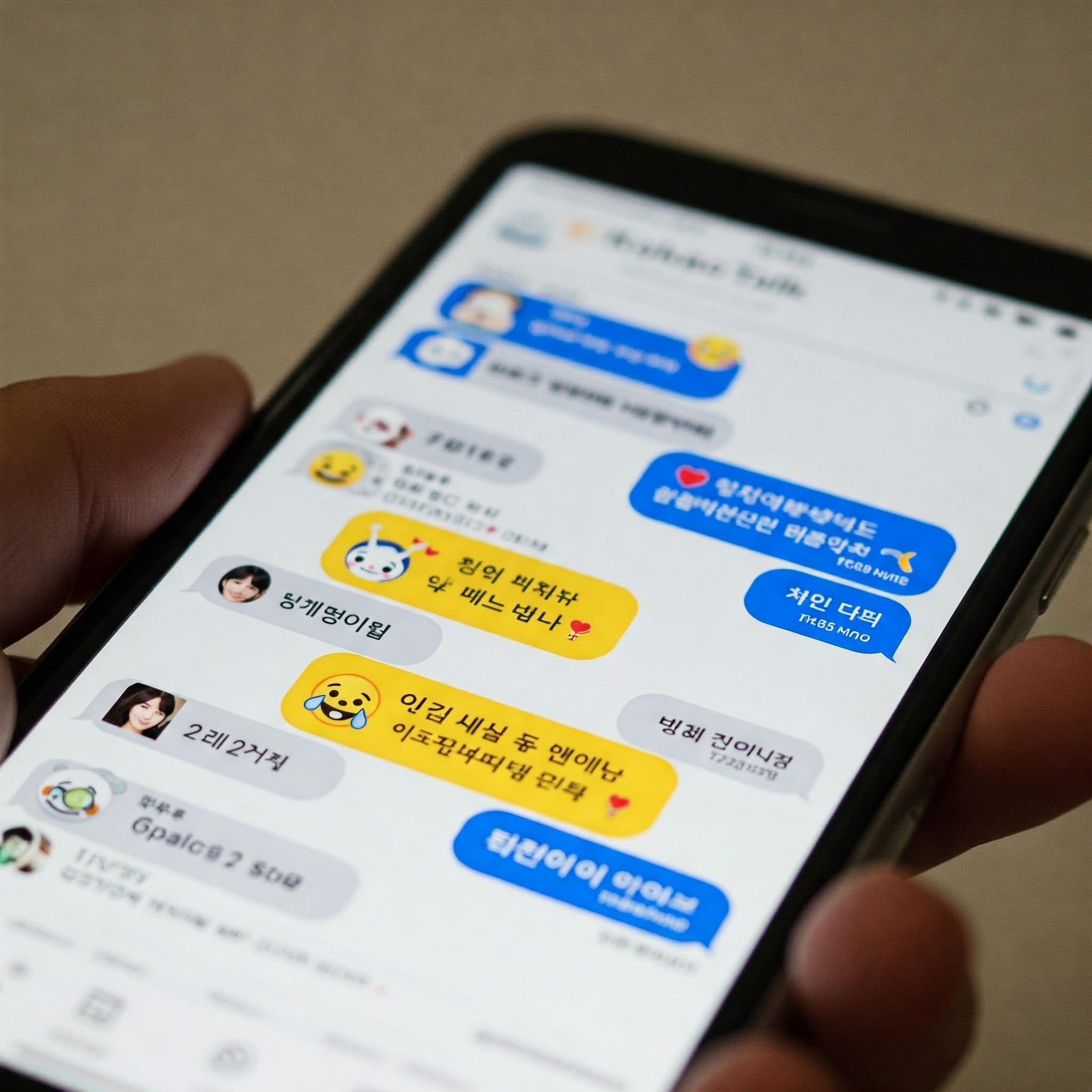 スマホ画面でSNSの会話をしている様子