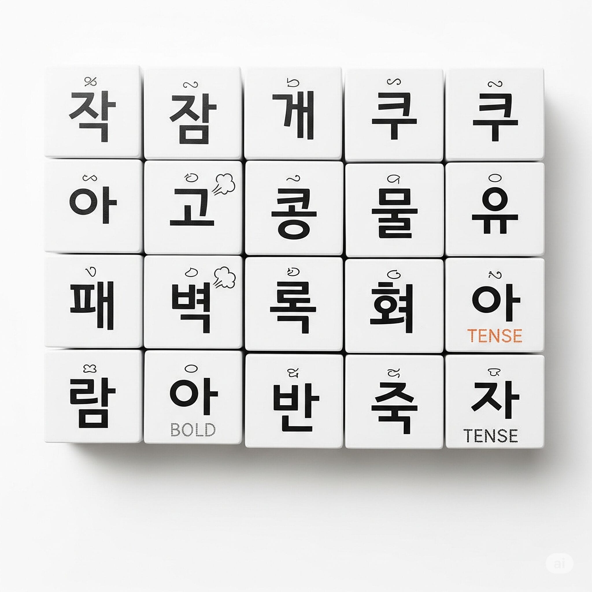 韓国語の19種類の子音を分類ごとに示したイメージ図