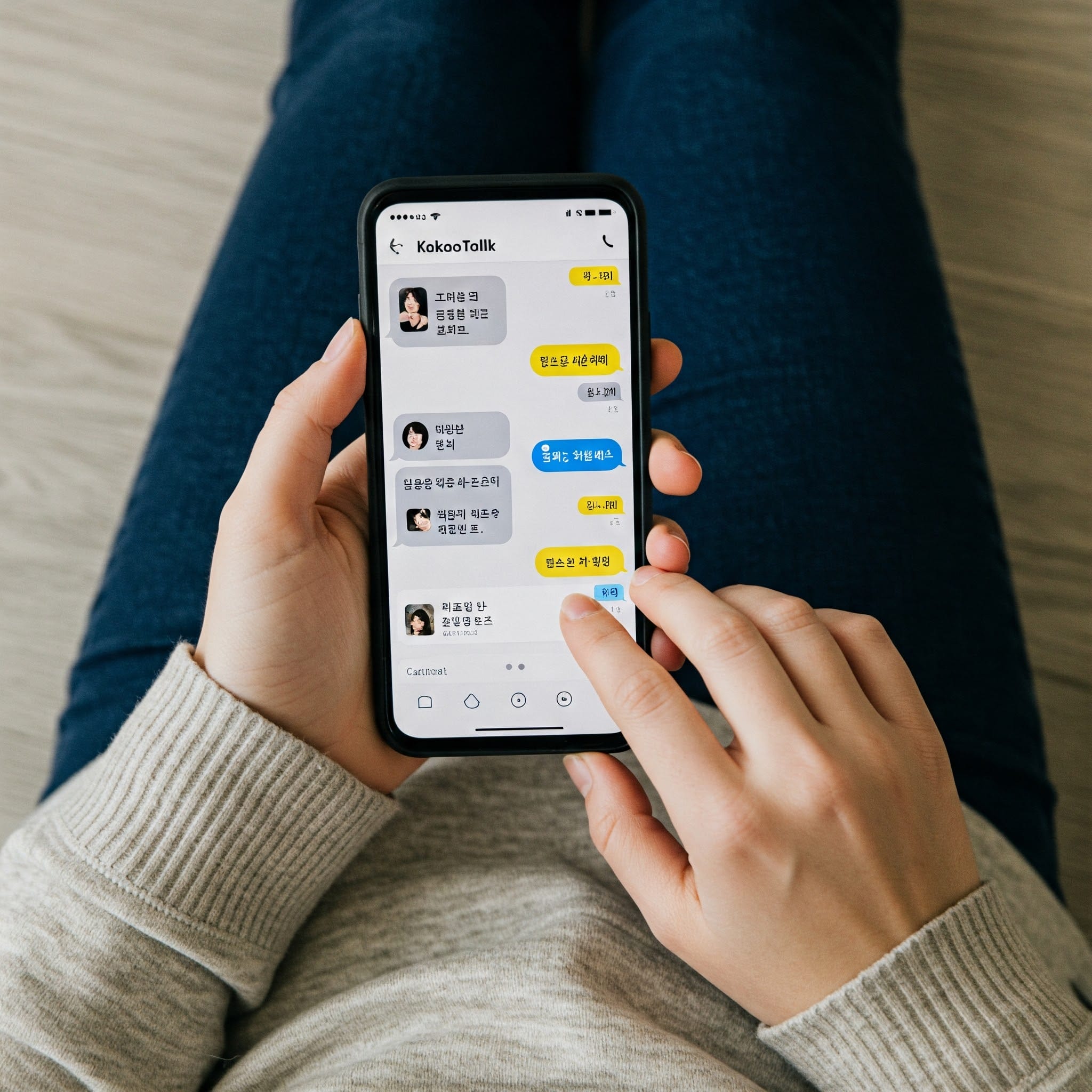 スマートフォンでSNSを見ている人の手元