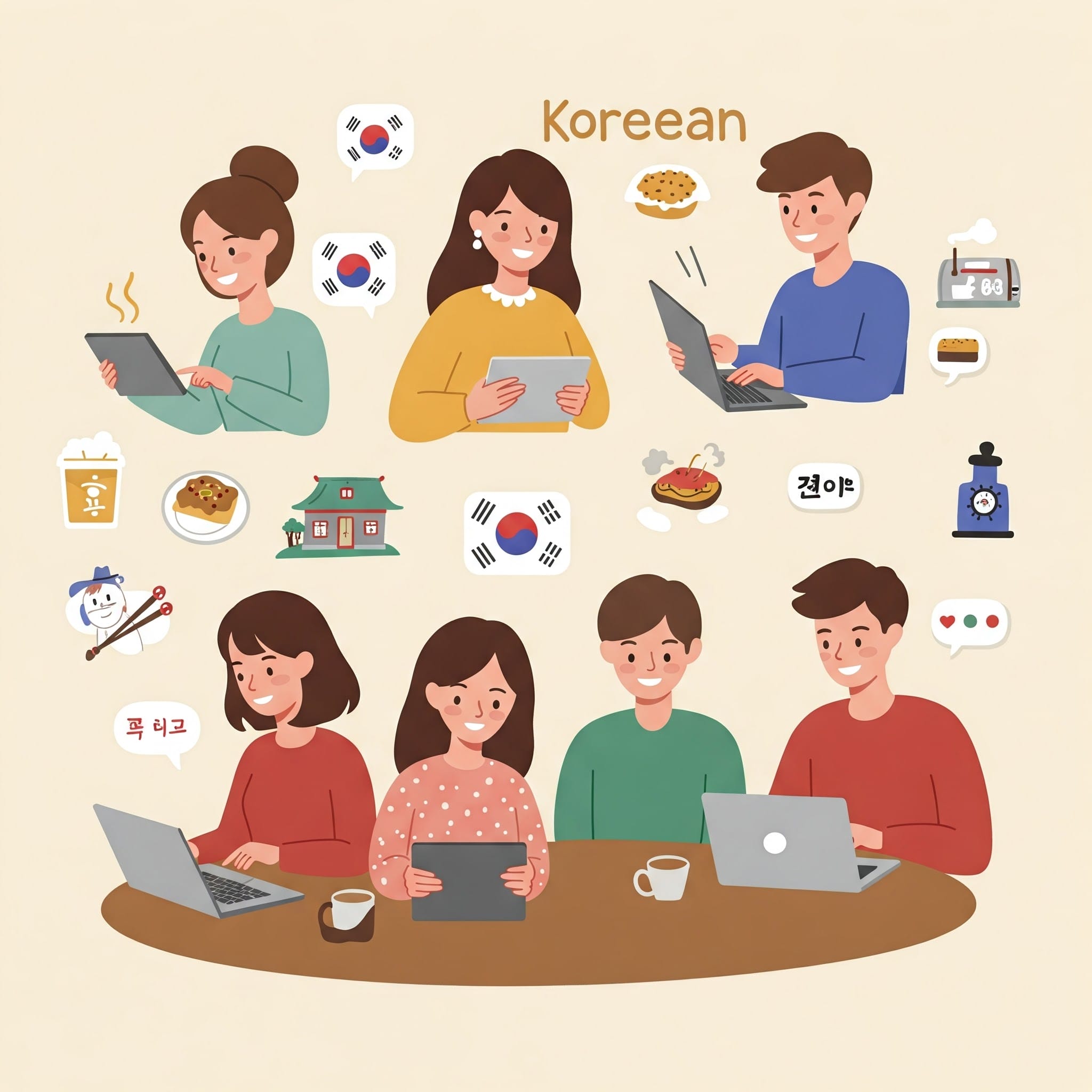 韓国語単語の暗記・学習テクニックのイラスト