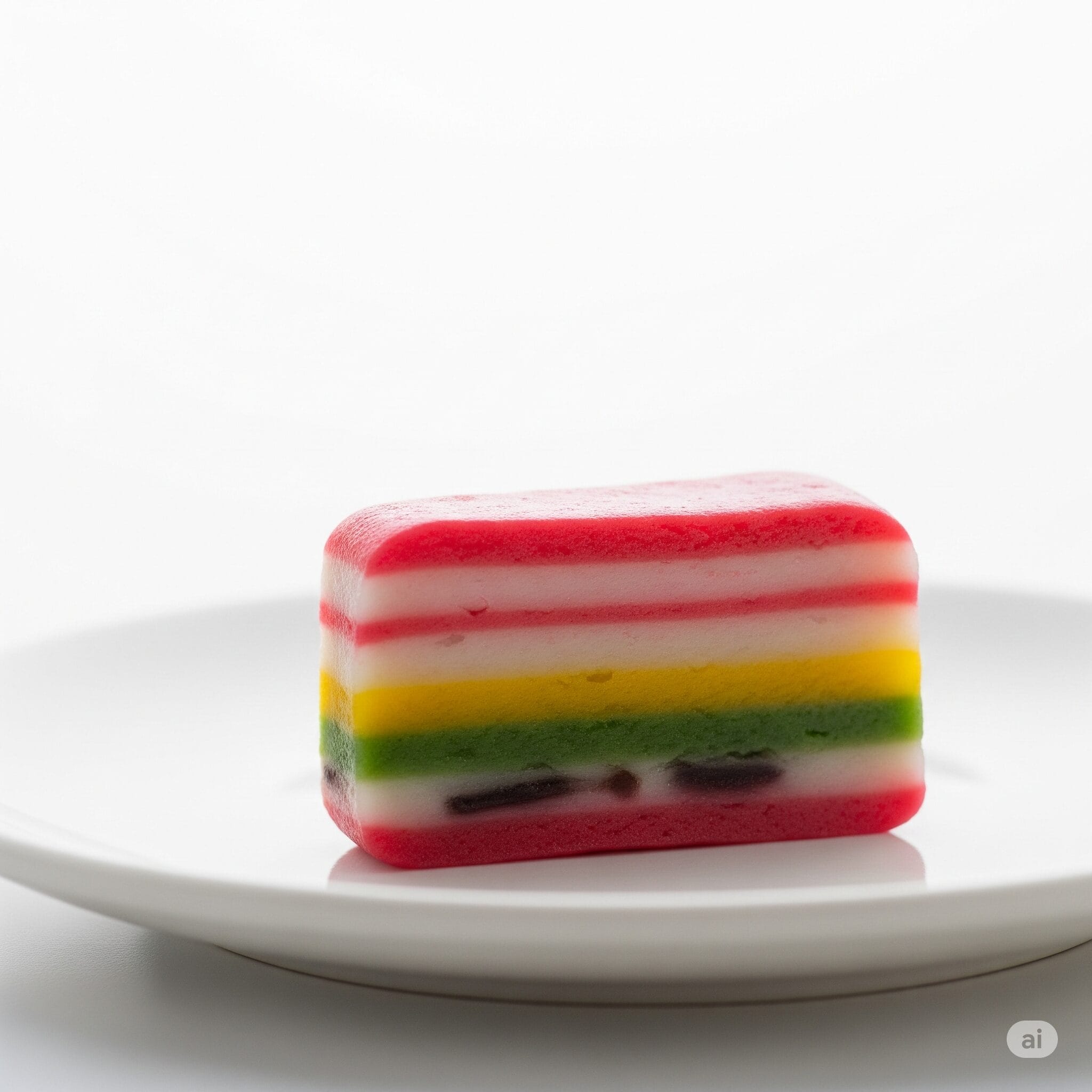 虹のように美しい層になったムジゲトック（虹餅）の断面