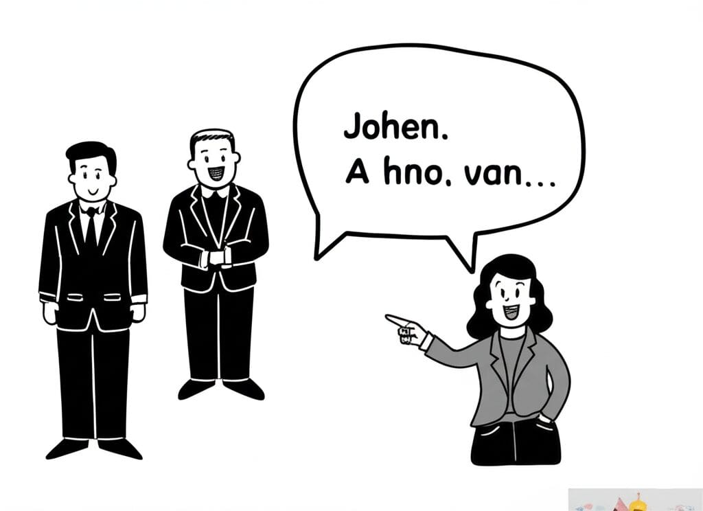 カレンダーに印をつけながら「来月韓国に行きます」と計画を話している人のイラスト