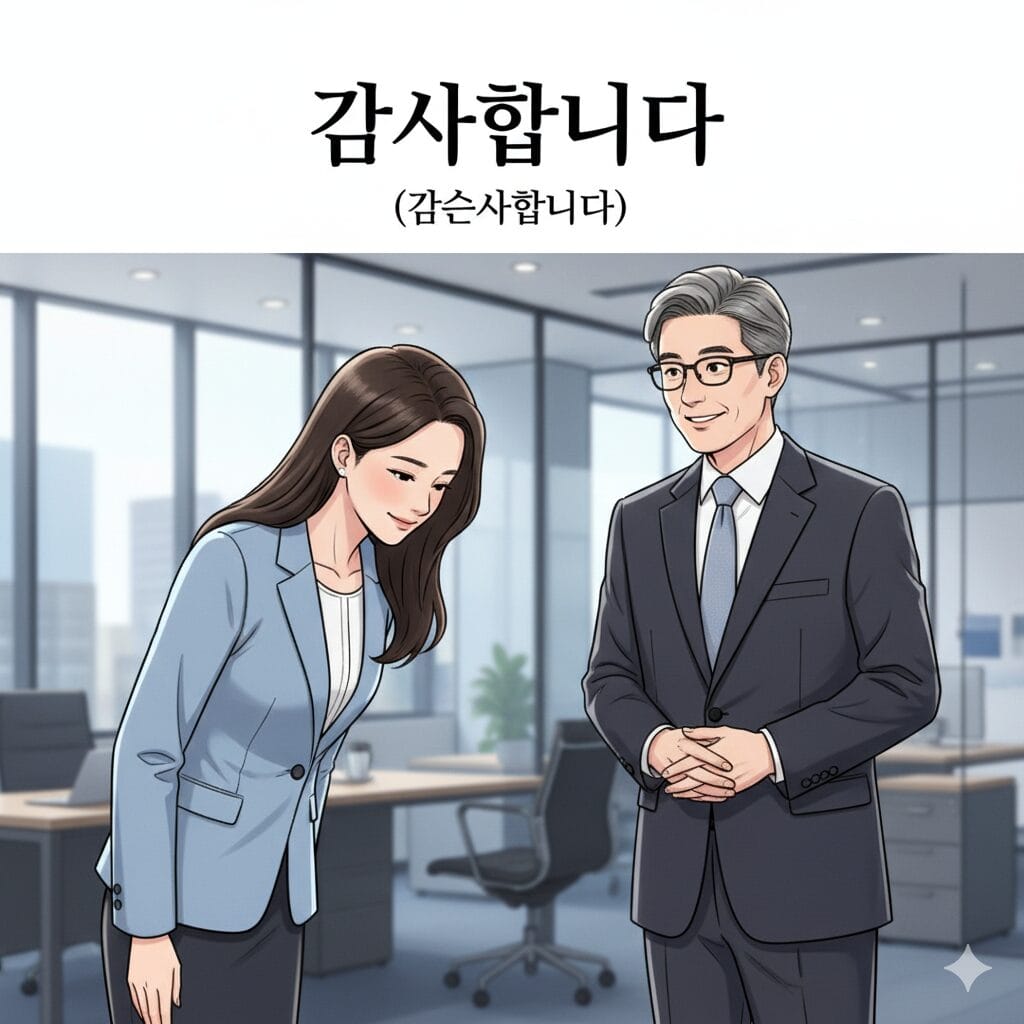 オフィスで上司にお辞儀をする社員