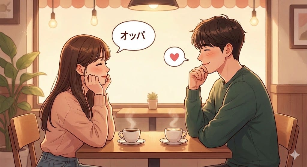 韓国語でのシチュエーション別の呼び方、カップルや友達のイラスト
