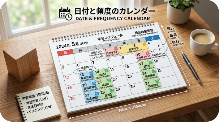 時間と頻度の概念を表すカレンダー