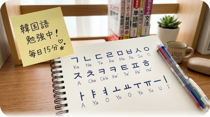 ノートとペンが置かれた落ち着いた学習環境