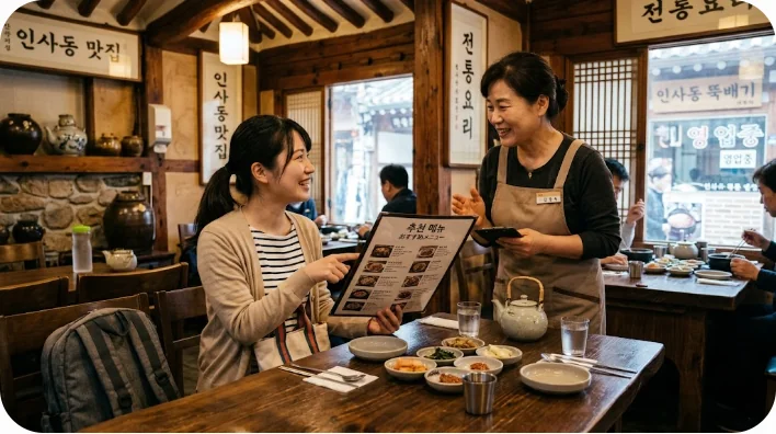 韓国の駅で道を尋ねるロールプレイの様子