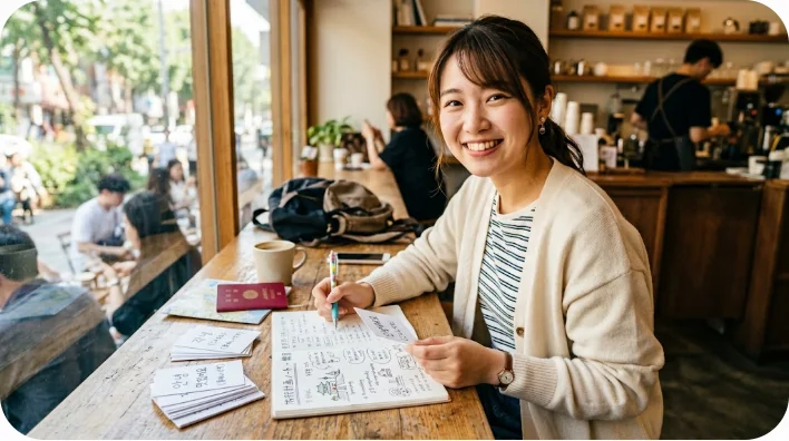 韓国の飲食店で注文をするロールプレイの様子