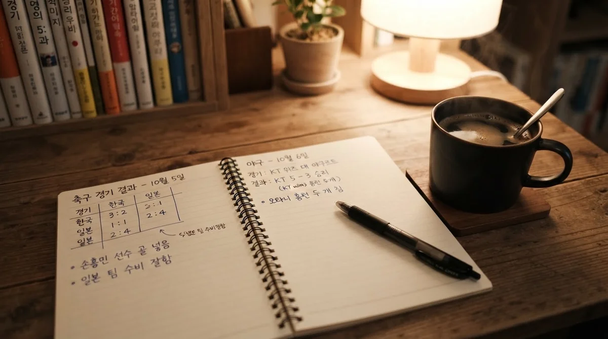 韓国語のノートと参考書が置かれたデスク