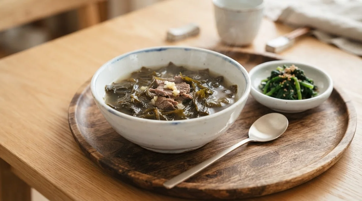 韓国の産後養生食として親しまれている温かいワカメスープ(ミヨックク)