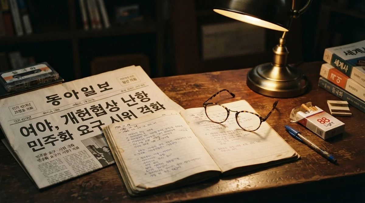 1980年代の韓国の大学での勉強風景と社会科学の書籍