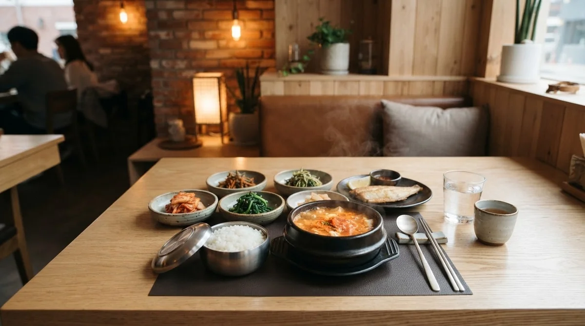 現代の韓国におけるひとり定食の配置例