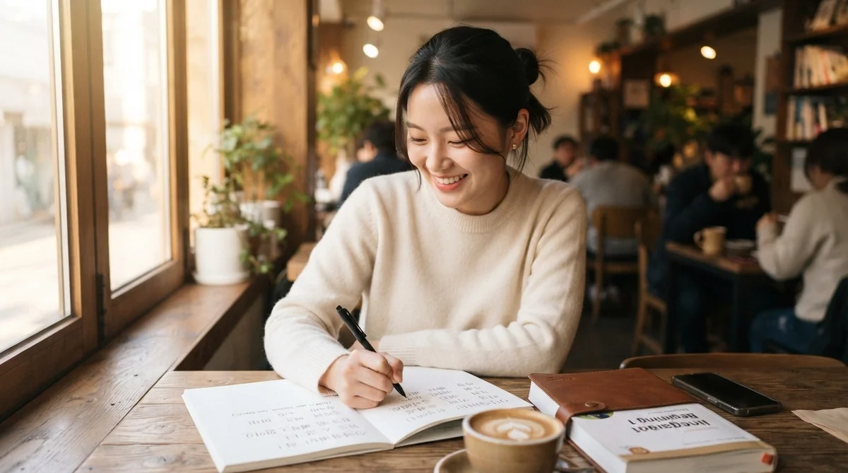 韓国語の連音化や会話練習に取り組む学習者の姿