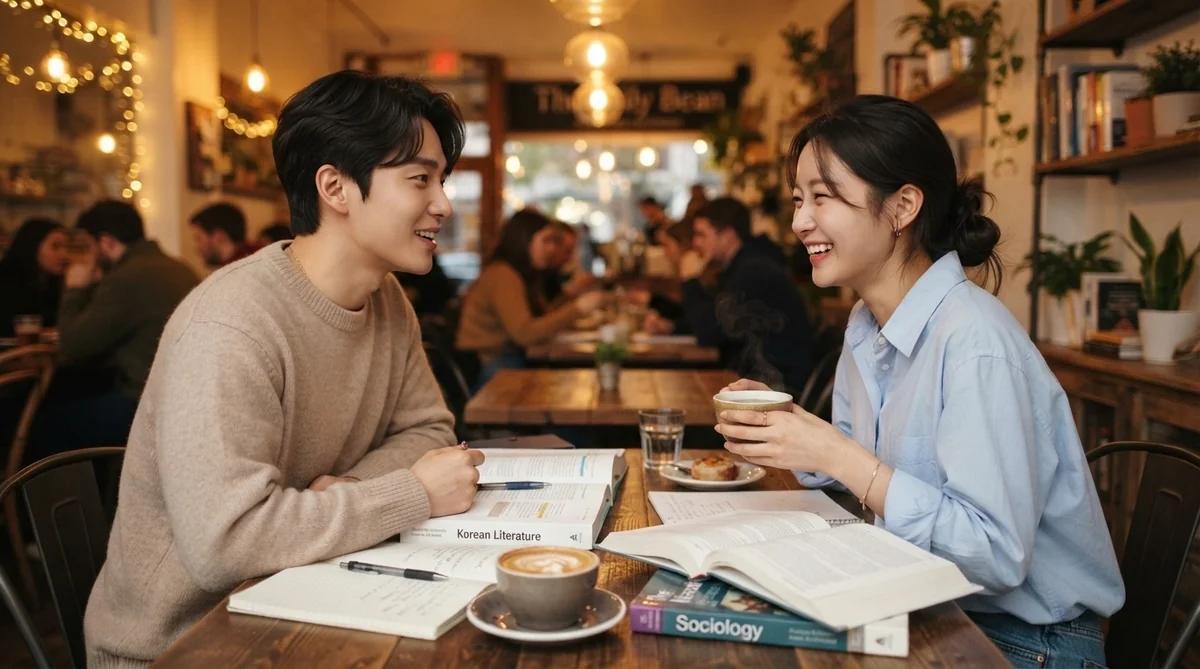 カフェでリラックスしながら会話を楽しむ2人の成人の姿