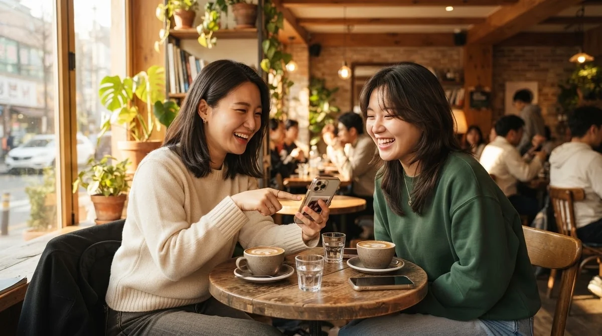 カフェで会話を楽しむ2人の日常風景