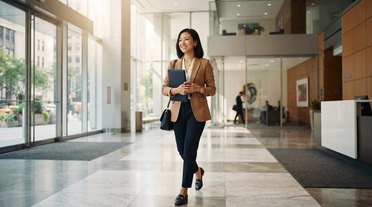 自信を持って前進する社会人の姿