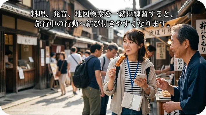 自宅で豆もやしスープを作りながら韓国語の注文表現を練習する日本人学習者