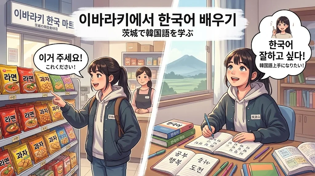 学生が店内で指差しをし、希望に満ちた表情を浮かべている様子。
