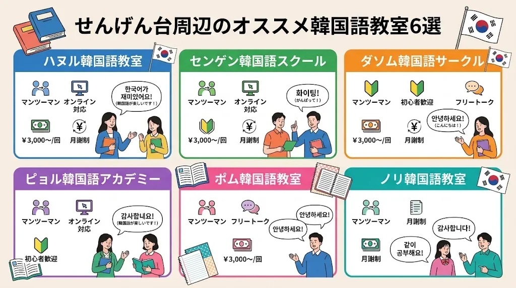 せんげん台周辺の教室特徴を示したインフォグラフィック