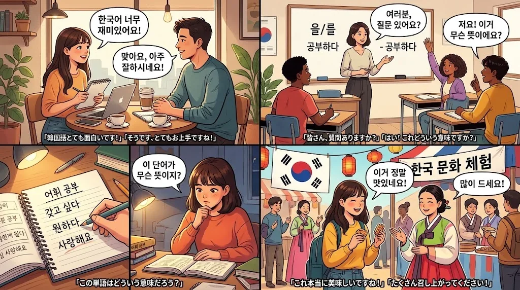 学習シーンを描いたコラージュ画像