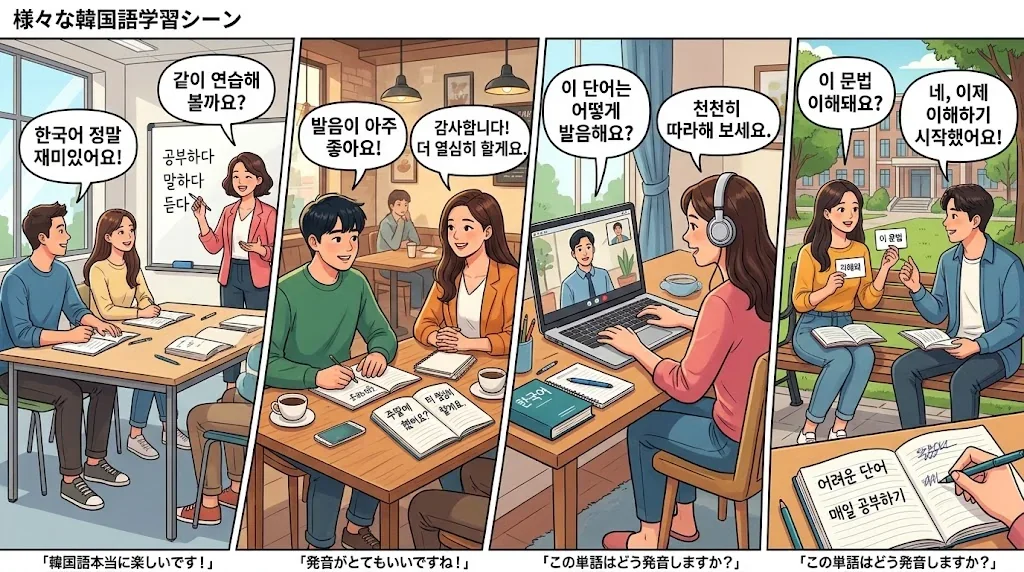 学習シーンを描いたコラージュ画像