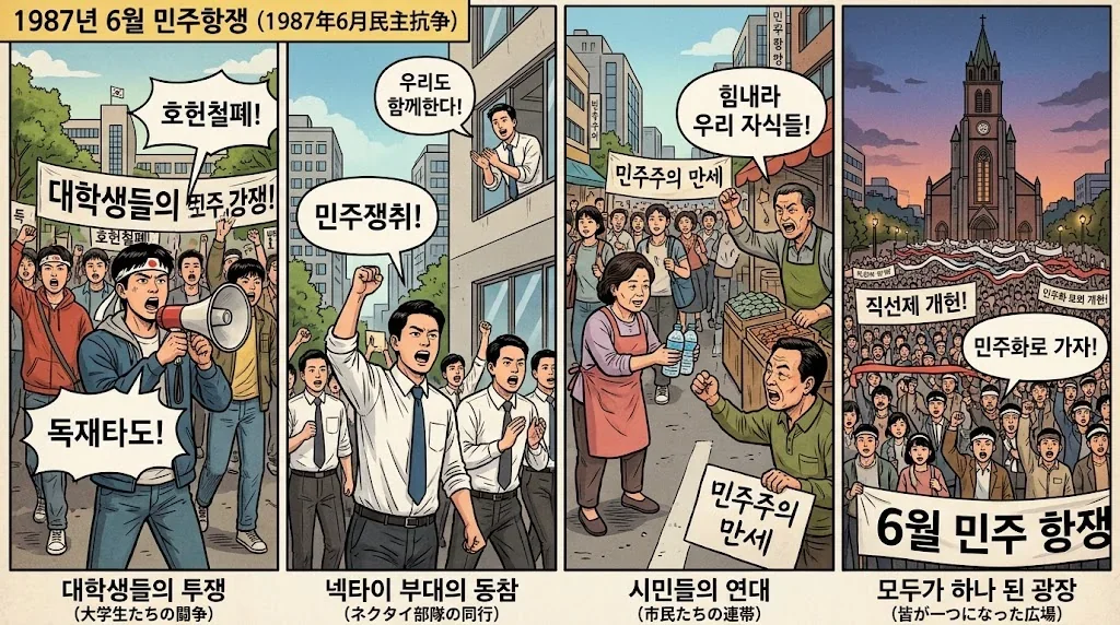 市民の多様な参加を描いた4パネルのコラージュ画像